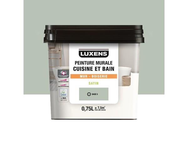 Peinture murale cuisine et bain, LUXENS, 0.75 litre