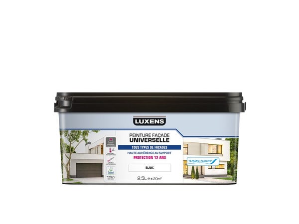 Peinture facade universelle LUXENS, 2.5 litres, blanc