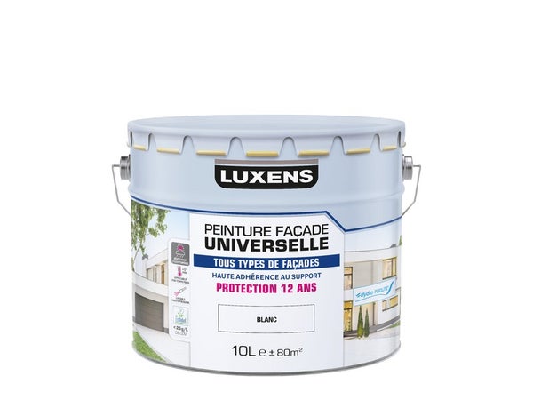 Peinture facade universelle LUXENS, 10 litres, blanc