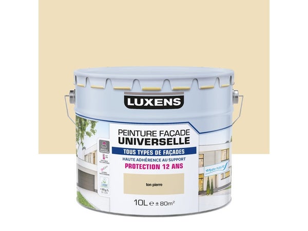 Peinture facade universelle, LUXENS, 10 litres, ton pierre