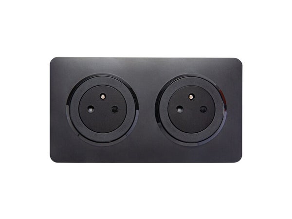 Bloc 2 prises affleurantes, complet Lumia, LEXMAN, black