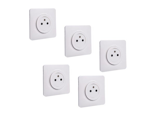 Lot de 5 prises avec terre, complet Lumia, LEXMAN, blanc
