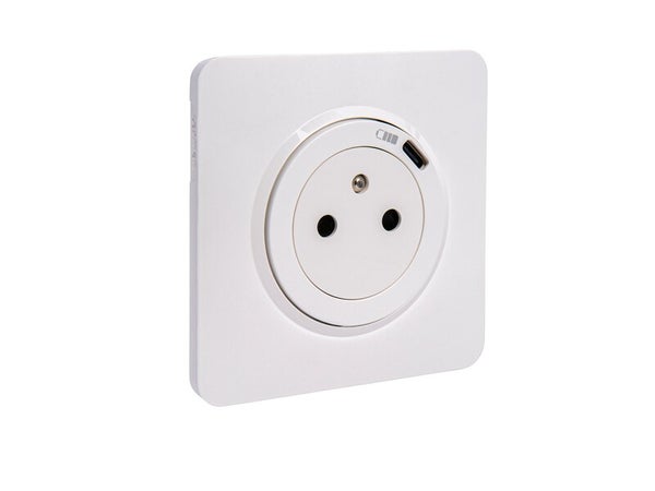 Prise avec terre affleurante avec usb c , complet Lumia, LEXMAN, blanc