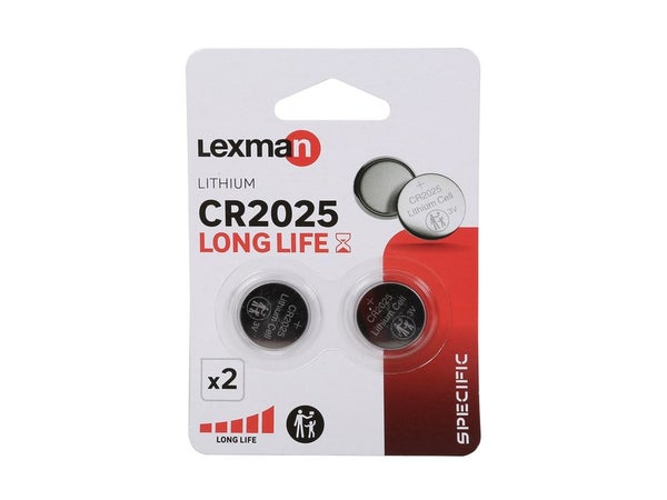 Lot de 2 piles bouton lithium cr2025, LEXMAN