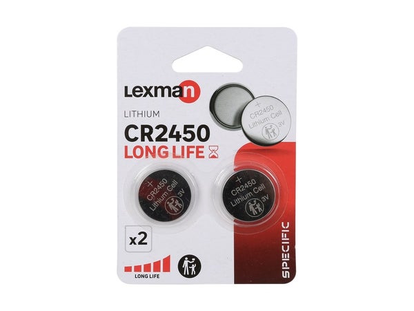 Lot de 2 piles bouton lithium cr2450, LEXMAN