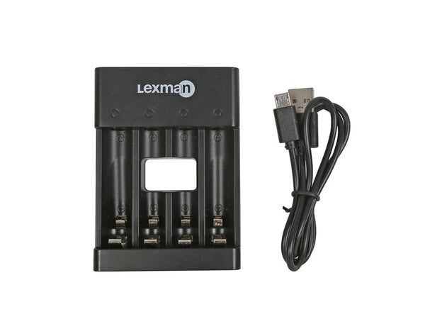 Chargeur rapide usb, LEXMAN, 1 ou 4 piles aa / aaa