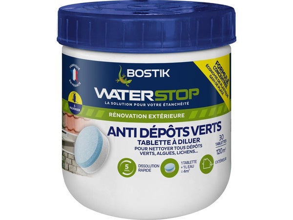 Traitement anti-depots verts Water stop en tablette a diluer (30) Bostik