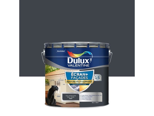 Peinture facade Ecran + multi-supports DULUX VALENTINE, anthracite, 10 l