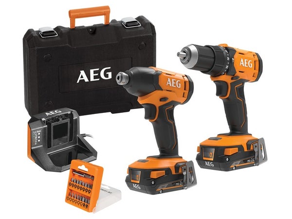Kit 2 outils sans fil AEG Jp18i2-202c, 18 V 2 Ah, 2 batteries