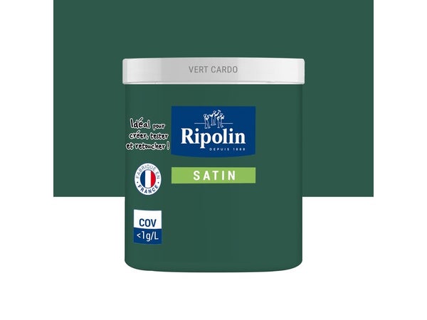 Testeur peinture intérieur mur/boiserie/radiateur satiné, RIPOLIN, vert cardo, 75 ml