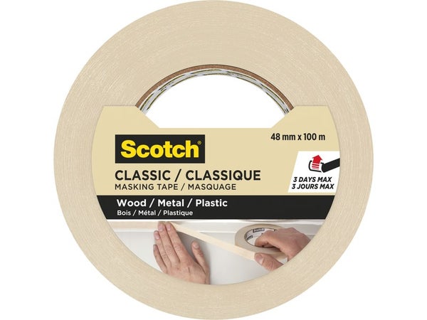 Ruban de masquage, SCOTCH, l.48 mm x L.100 m lignes droites