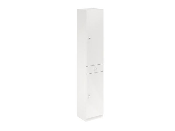 Colonne pour salle de bain GALICE 4, 2 portes 1tiroir, l.35 x H.186.5 x P.30.5 cm, blanc