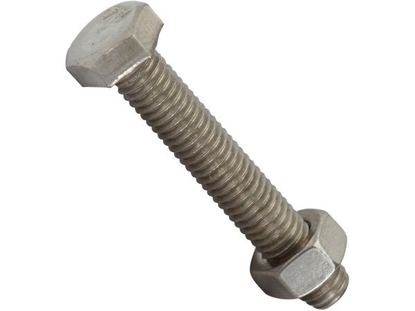 Sachet de 12 boulons inox, tête 6 pans hexagonal, STANDERS, L.30 mm