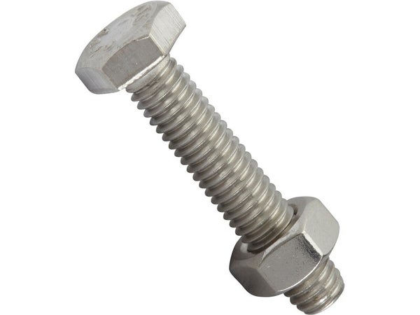 Sachet de 10 boulons inox, tête 6 pans hexagonal, STANDERS, L.30 mm