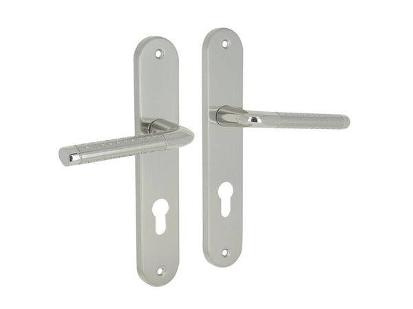 Lot de 2 poignées porte Tolbiac a cylindre LINEA BERTOMANI, entraxe 195mm nickel satine