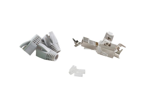 Lot de 4 fiches éthernet+manchon RJ45 cat 5, LEXMAN