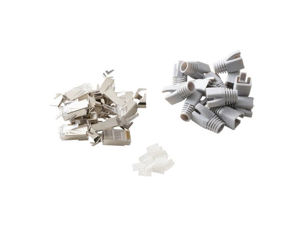 Lot de 12 fiches éthernet+manchon RJj45 cat 5, LEXMAN