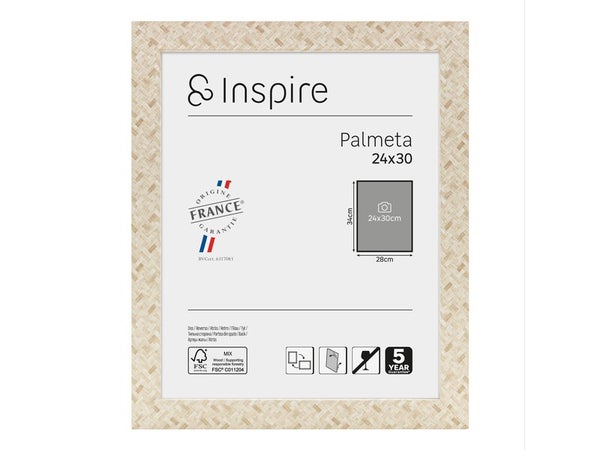 Cadre Palmeta, H.30 x l.24 cm beige, INSPIRE