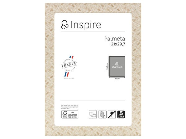 Cadre Palmeta, H.29.7 x l.21 cm beige, INSPIRE