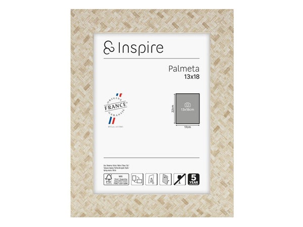 Cadre Palmeta, H.18 x l.13 cm beige, INSPIRE