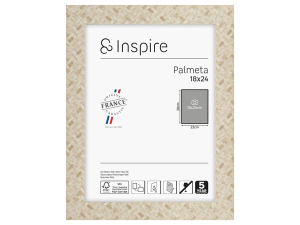 Cadre Palmeta, H.24 x l.18 cm beige, INSPIRE