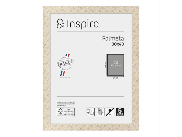 Cadre Palmeta, H.40 x l.30 cm beige, INSPIRE