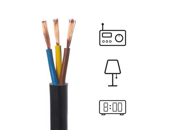 Câble électrique ho3vvf 3G0, LEXMAN, noir 10 métres