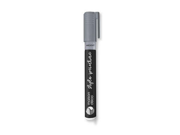 Stylo peinture argent brillant MAISON DECO pochoir 0.01l