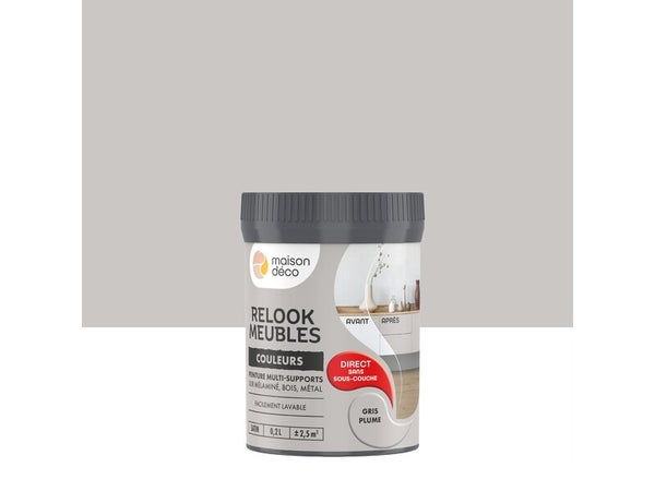 Peinture Relook meuble MAISON DECO gris plume satine 200 ml