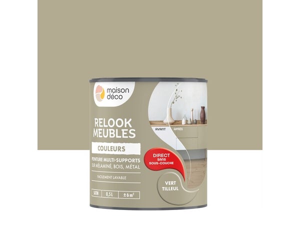 Peinture Relook meuble MAISON DECO vert tilleul satine 0.5 l