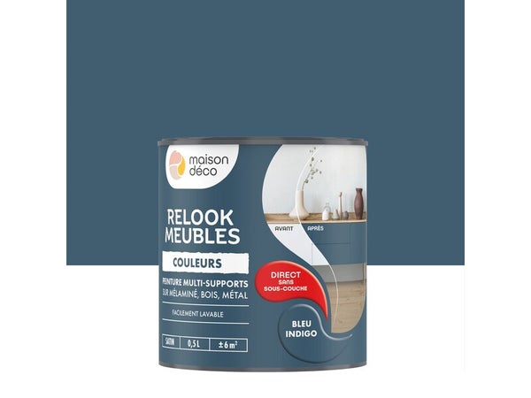 Peinture Relook meuble MAISON DECO bleu indigo satine 0.5 l