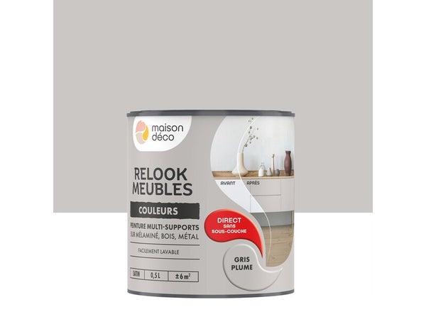 Peinture Relook meuble MAISON DECO gris plume satine 0.5 l