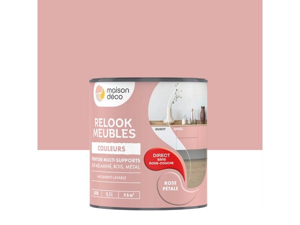 Peinture Relook meuble MAISON DECO rose petale satine 0.5 l