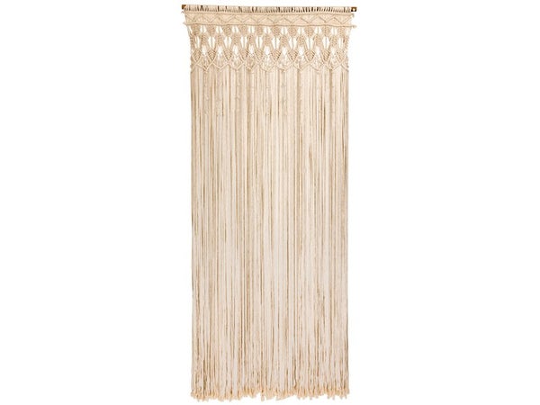Rideau de porte décoratif en coton bohème, MOREL, l.90 x H.200 cm beige