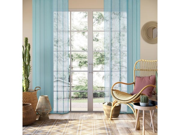 Voilage Giani, bleu fumé l.140 x H.240 cm