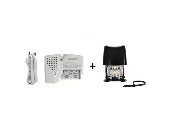 Kit alimentation et amplificateur extérieur blindé, 31dB, LEXMAN