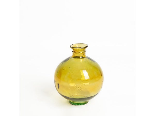 Vase en verre recyclé, CALISTA, diam.18 x H.22 cm, jaune
