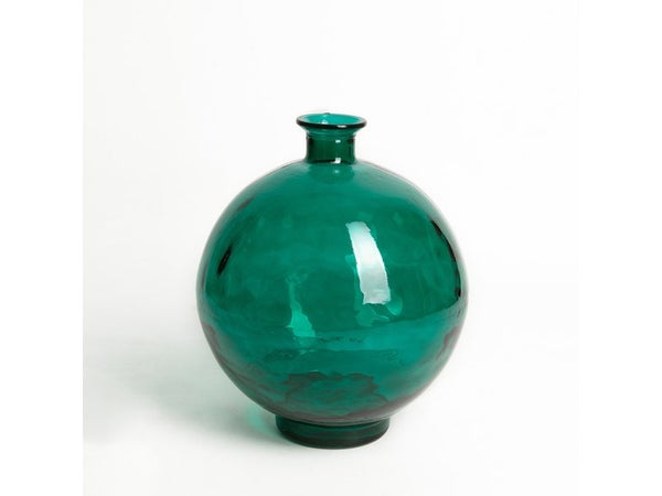 Vase en verre recyclé, CALISTA, diam.34 x H.39 cm, bleu