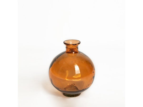 Vase en verre recyclé, CALISTA, diam.18 x H.22 cm, orange