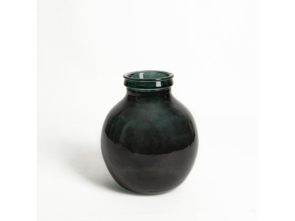 Vase en verre recyclé, OXANE, diam.25 x H.30 cm, gris