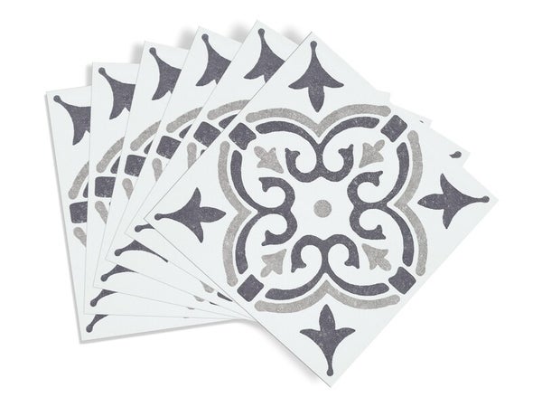 6 credences adhesives dalles murales adhesives Wall Tiles, jamila gris, 15.2 cm