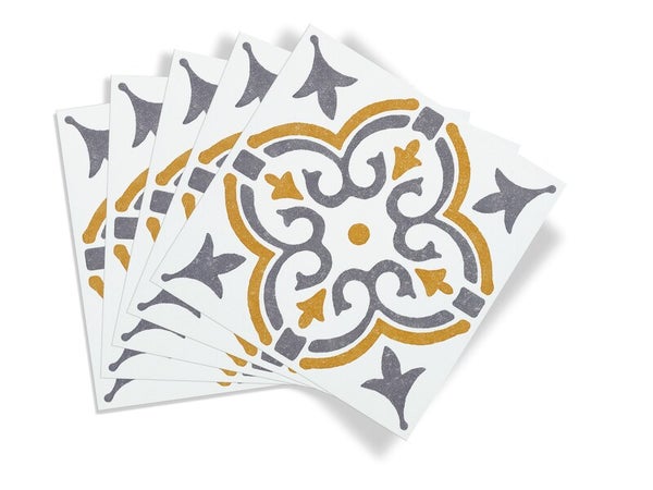 6 credences adhesives dalles murales adhesives Wall Tiles, jamila jaune, 15.2 cm