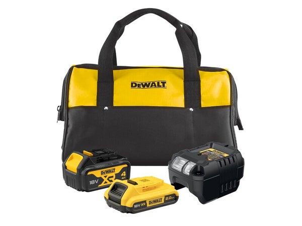 Lot de 2 batteries et 1 chargeur DEWALT, 18 V, 4 Ah Dcb1102mdr-qw lithium-ion