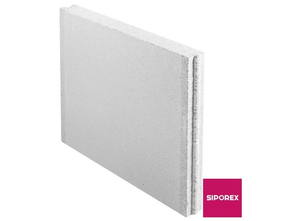 Carreau de beton cellulaire lisse L.62.5 x H.50 x Ep.7 cm SIPOREX