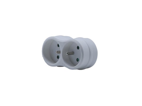 Biplite murale 2 prises, 16A blanc