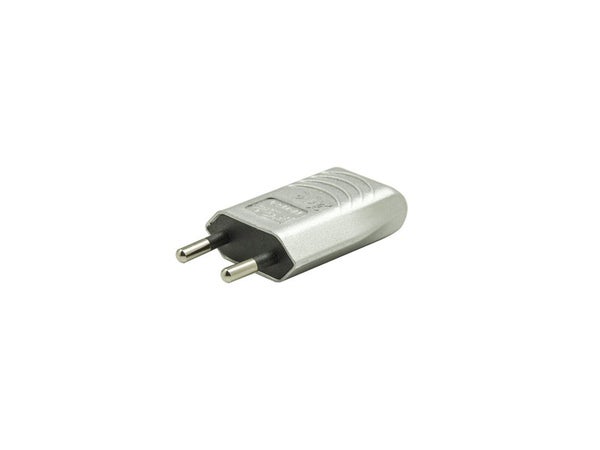 Fiche électrique mâle 2 pôles, connexion en haut, 6 A, gris