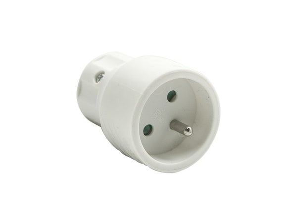 Fiche électrique femelle 2 pôles + terre connexion en haut, 16 A blanc