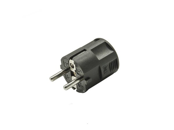 Fiche électrique mâle 2 pôles + terre connexion en haut, 16 A noir