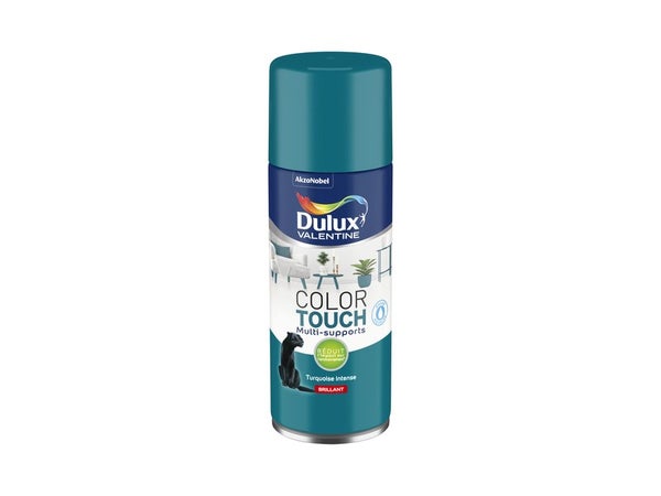 Peinture aérosol Color touch DULUX VALENTINE turquoise intense brillant 0.4l