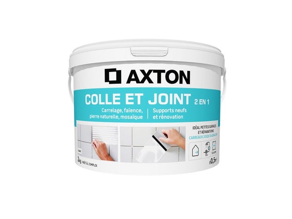 Colle et joint pate, interieur, blanc AXTON 2KG